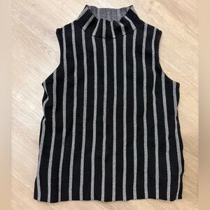 Anthropologie Mock Neck Vertical Stripe Sleeveless Top